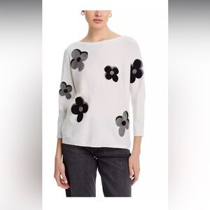 Sioni large women’s Floral Sweater - neutral and black